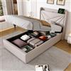 BNUZ Letto imbottito singolo, contenitore per letto con funzione di ricarica USB tipo C, testiera, letto in materiale di lino, 90 x 200 cm, con rete a doghe (senza materasso)