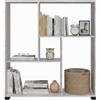 MAKA change your life quality Libreria Scaffale per Soggiorno Diversi Ripiani Scaffalatura Portaoggetti Libri Svuotatasche in Legno con Rivestimento Laminato Verticale Orizzontale Mobiletto Multiuso Cucina (Cemento, Italo)