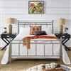 SISA srl LETTO MATRIMONIALE 170X120X195 cm con RETE MATRIMONIALE 160x190 cm, Letto Ferro Battuto, Modello RITA, Colore Beige Anticato (Sfumature Oro), Rete in Doghe Matrimoniale, 13 Doghe in Legno