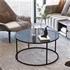 [en.casa] Tavolino Rotondo da Salotto con Telaio in Metallo Nero e Piano in Vetro Temperato Tavolo Basso Centrale da Caffè per Soggiorno (AxØ) 45 x 80 cm - Fumé Grigio