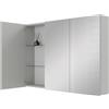 Planetmöbel ARIA Armadietto a specchio da bagno, larghezza 100 cm, con specchio, bianco/grigio, senza lampada e presa, 100 x 70 x 16 cm