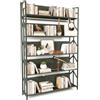 MAKA change your life quality MAKA Libreria Scaffale Indistruttibile Soggiorno, Scaffale Salvaspazio, Libreria Verticale da Terra, Ripiani Inclinabili, Scaffalatura con Piedini Regolabili, 40kg Max a Ripiano (Tortora, 5 ripiani)