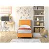 EVERGREENWEB MATERASSI & BEDS EVERGREENWEB - Letto Singolo con Box Contenitore, Materasso + Rete a Doghe in Legno 80x195 cm + Cuscino Memory GRATIS, Elegante Testiera color Ocra, Tessuto Imbottito SFODERABILE e Lavabile