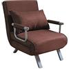 ITALFROM - Poltrona Letto Singolo, Divano Letto 1 Posto (65x69x82cm) Letto Singolo a Scomparsa, Divano Piccolo Salvaspazio, Telaio Solido in Acciaio con Imbottitura Comoda (Marrone)