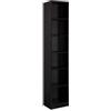 Rebecca Mobili Libreria Slim, Scaffale Alto e Stretto, Nero, Truciolato, con 6 Scomparti, con Anti Ribaltamento, per Libri Piante - Misure HxLxP: 200 x 40 x 29,5 cm - Art. RE7117