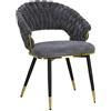 Totò Piccinni Poltroncina ROYAL B intrecciata in morbida ciniglia vellutata imbottita con gambe in metallo (1 Poltroncina, Grigio)