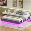 HOOBRO Letto Matrimoniale 180 x 200 cm con Stazione di Ricarica e Striscia LED, 2 Prese e 2 Porte USB, Struttura Letto Matrimoniale, Rete Matrimoniale 180 x 200 cm, Grigio Scuro EGYZ014CDBF01