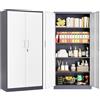 Sightlife Armadio Ufficio in Metallo a 5 Ripiani con 2 Ante, Armadio Garage con Serratura a Chiave, Ripiani Regolabili, L78 x P39 x A170 cm (Gray, 78_x_170_cm)