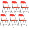 PALUPLUS Set 6 Sedie Flash Pieghevoli, misura aperta 44x47x82 cm, salvaspazio con struttura tubolare da 22 mm, seduta in PVC Imbottita e Piedi antiscivolo, per giardino, ufficio, campeggio (Rosso)