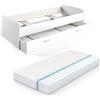 VitaliSpa Letto per bambini Enzo, Bianco, 90x200 cm | con materasso, estendibile su entrambi i lati come letto aggiuntivo per adolescenti