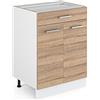 Vicco Mobiletto base per cucina R-Line, Sonoma, 60 cm con cassetto, senza piano di lavoro, per la libera combinazione all'interno di sistemi cucina modulari