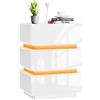 PIPIPOXER Comodino LED con presa e USB, tavolino bianco lucido con 3 cassetti, per soggiorno, camera da letto, 45 x 35 x 62 cm, bianco