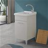 Inbagno Mobile lavanderia 45x50 cm grigio calce con 1 anta, lavatoio in ceramica con piletta e sifone incluso, MOON