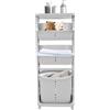 Gaabungky Carrello portabiancheria arrotolabile, 43 x 29 x 115,5 cm, design a 4 livelli, con 4 ruote universali, per soggiorno, lavanderia, WC (grigio)