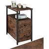 tectake® Comodino Camera da Letto 49,5x30x61,5cm, 2 Ripiani, 2 Cassetti, Tavolino da Letto, Tavolino da Divano, Comodino per Libri, Fiori, Piante, Lampada, Arredamento Casa - Legno Industriale Scuro