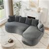 Bladez Divano angolare modulare senza cornice, a forma di L, in chenille con seduta extra profonda, chaise longue, senza montaggio, divano curvo, per dormire senza ossa, per il soggiorno, grigio, 3