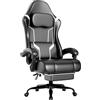 Fruyyzl Sedia Gaming Ergonomica, Poltrona Gaming con Schienale Regolabile, Sedia da Gamer con Poggiatesta e Supporto Lombare, Sedia Gamer in Pelle Sedia Gaming con Poggiapiedi (XL, Bianco)