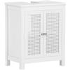 SoBuy Mobile Sottolavabo per Bagno Mobiletto Bagno Salvaspazio con 2 Ante e Ripiano Armadietto Lavabo con Pannelli a Griglia per Bagni Piccoli 50x60x33 cm BZR35-W