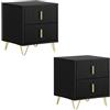SoBuy set da 2 comodini con 2 cassetti gambe dorate 40x40x47cm