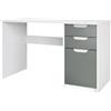 Vladon Logan Desk, scrivania per Ufficio con 2 cassetti e 1 Anta, Bianco Opaco/Grafite semilucido (129 x 76 x 60 cm)