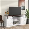 SUKY Grande mobile per TV, 150 x 40 x 60 cm, con 2 classiche ante scorrevoli, scaffali regolabili per soggiorno, sala da pranzo, casa di campagna, design moderno (bianco marrone)