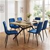 LEWE Tavolo da pranzo in legno chiaro con 6 Blu scuro Sedie in Velluto