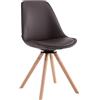 CLP Sedia Scandinava Girevole Calais in Similpelle I Sedia Design Rosa Imbottita Gambe Tonde in Legno I Sedia Attesa Riunioni, Colore:Marrone, Colore del Telaio:Natura