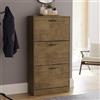 Vida Designs Scarpiera a 3 cassetti, in legno, con apertura a ribalta, colore: marrone antico