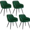 WOLTU Set di 4 Sedie per Sala da Pranzo Imbottite, Poltroncine in Velluto