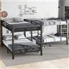 Trdlpyn Letto a Castello in Ferro con 4 Spazi per Dormire, Letto Matrimoniale 140x200 cm a Sinistra, Letto Singolo 90x200 cm a Destra, Scala a 3 Gradini, Struttura Solida con Doghe