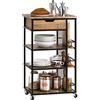 SoBuy Carrello Cucina con Ruote, Mobiletto Cucina Salvaspazio con 1 Cassetto, 3 Ripiani e Ripiani Laterali, Credenza Cucina o Bagno, Mobiletto Cucina Dispensa Stile Vintage 50 x 37 x 87 cm FKW99-N