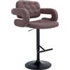 CLP Sgabello Design Dublin in Stoffa I Sgabello Bar Girevole E Regolabile 65-85 CM I Sgabello Alto con Schienale, Colore:Marrone, Colore del Telaio:Nero