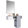 Arreditaly Mobile Danzica Mobiletto Da Ingresso Mensola Sospesa Con Specchio E Ripiani Scorrevole Arredo Arredamento Sala 100 x 31.5 x 75 cm Colore Bianco e Cemento