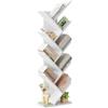 EUGAD Libreria ad Albero Moderna Scaffale Salvaspazio a 9 Ripiani in Legno Porta Libri per Soggiorno Camera Studio Bianco, 40x20x127cm