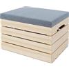 Pol Drew POLWOOD 2 in 1 - Panca e cassapanca imbottita, in legno, con vano portaoggetti (50 x 40 x 35 cm), apribile