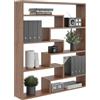 KUBUTKU Libreria grande da parete con 7 scomparti, 119 x 103 x 18 cm, decorazione da appendere (noce), REGAL-17