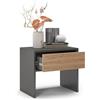 Regalik Comodino PARI Con Cassetto 50 x 45 x 35 cm - Design Moderno in Rovere Grafite Con Guide a Sfera Tip On