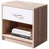 AVANTI TRENDSTORE - Pepe - Comodino con cassetto e scompartimento aperto, disponibile in diversi colori, dimensioni LAP: 39x41x28 cm (quercia sonoma-bianco)