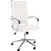 CLP Sedia da ufficio Mollis I Sedia da scrivania girevole con rivestimento in vera pelle, Colore:bianco