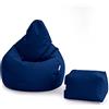 Loft 25 Sedia Gaming Bean Bag per Adulti | Seduta A Sacco per Esterni e Interni | Resistente all'Acqua Pouf | Puff Poltrona Sacco con Schienale (Bean Bag + Poggiapiedi, Blu marino)