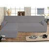 BIANCHERIAWEB Copridivano Genius con Penisola Chaise Longue Modello Swing Colore Grigio Sassi Sinistra Grigio