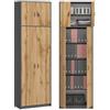 KUBUTKU Armadietto alto da ufficio Armadietto multiuso, con 4 ante e 7 scomparti, 235 x 74 x 35 cm (Grafite/Rovere Wotan)