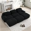 Bladez Divano moderno a 3 posti in velluto a coste, divano letto modulare con pouf ottomano, senza montaggio, divano imbottito Cloud combinabile, per soggiorno (nero, 3 posti+3)