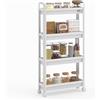 COSTWAY Carrello di Stoccaggio con Vassoi, Organizzatore da Bagno a Ripiani Aperti con Maniglie e Ruote, Carrello Sottile Salvaspazio per Cucina Lavanderia e Ufficio (4 ripiani,Bianco)