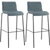 CLP Set da 2 sgabelli da bar Hover con schienale, impilabili, rivestimento in tessuto, struttura in metallo fino a 150 kg Colore blu Colore del telaio nero