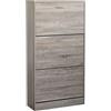 milani home - scarpiera 3 ante a ribalta 60 x 24 x 115 cm, legno naturale