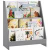 WOLTU Scaffale Bambini Libreria | con 4 Scomparti Aperti, in MDF con Antiribaltamento, 61 x 30 x 70 cm, Bianco + Grigio