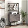 RELAX4LIFE Scaffale Libreria a 5 Livelli, Suppoto per Stampante, Mobile Portadocumenti Schedario da Ufficio, Armadietto Multifunzionale per Soggiorno, Studio, Camere da Letto (GRIGIO)