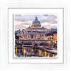Lupia - Quadro Moderno con paesaggi e localismi Italiani, Ceramica e Stampa Rilievo, Cornice Legno Shabby Modern Bianca, Decorazione Parete, Quadretti Soggiorno, 29x29 cm, Roma Vaticano