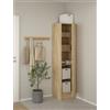Bissolo Casa Armadio Multiuso Salvaspazio Mod. Focus Oak 49,2x47x200 cm con 1 Anta Reversibile, 4 Ripiani Regolabili e Tubo Appendiabiti, Mobile in Laminato per Casa e Cucina